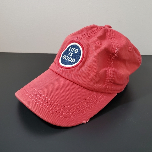 Life Is Good LIG Sunwashed Chill Cap - Circle Coin Baseball Hat - Red & Blue - Picture 4 of 9
